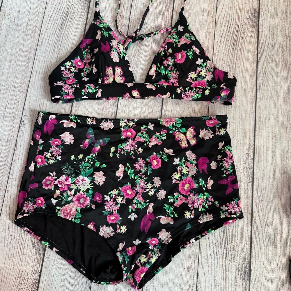 VICTORIA’S SECRET Floral High Waisted Swim Suit Bikini Medium